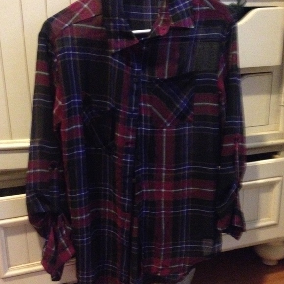 Plaid see through shirt