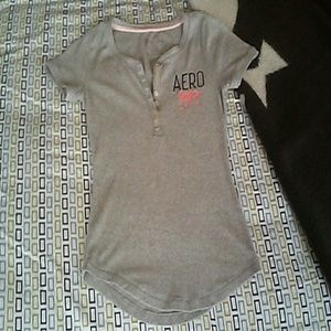Gray aeropostale button up t shirt