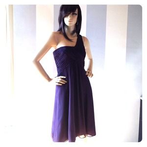 One shoulder deep plum silk chiffon dress 10