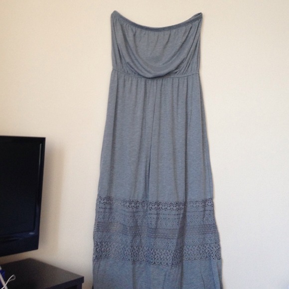 Grey Lace Detail Maxi Dress