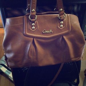 Camel colored shoulder purse from Coach