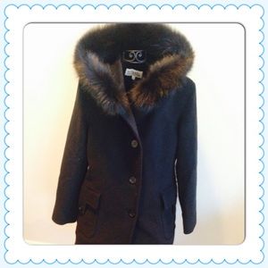Michael Kors Faux Fur Trim Black Jacket