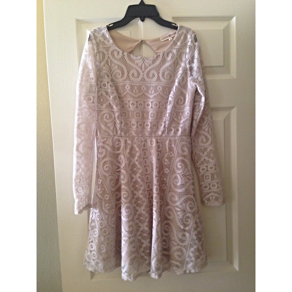 Tan lace long sleeve dress