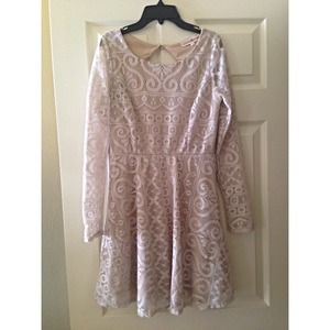 Tan lace long sleeve dress