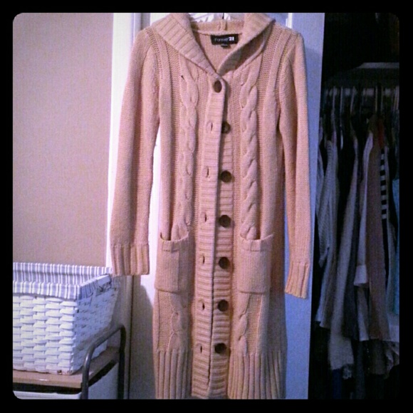 Tan long sweater with buttons