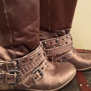 Brushed silky taupe boots with bling!