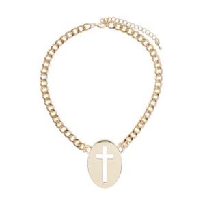 Cross Curb Chain Necklace