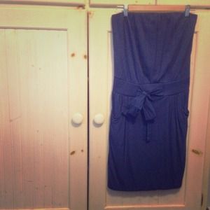 Strapless blue summer dress