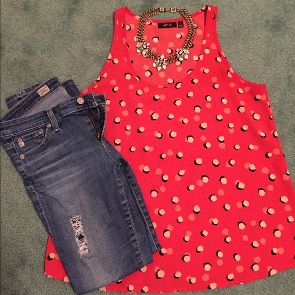 🎊SALE🎊 Coral with cream and navy polka dots