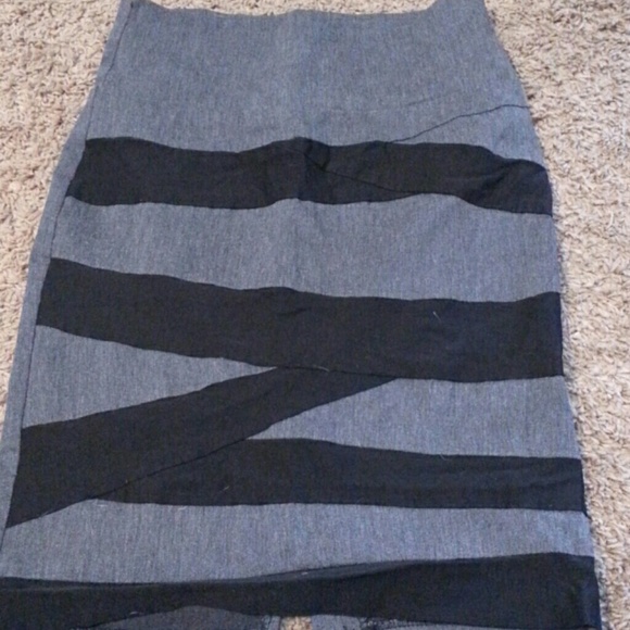Denim and black skirt