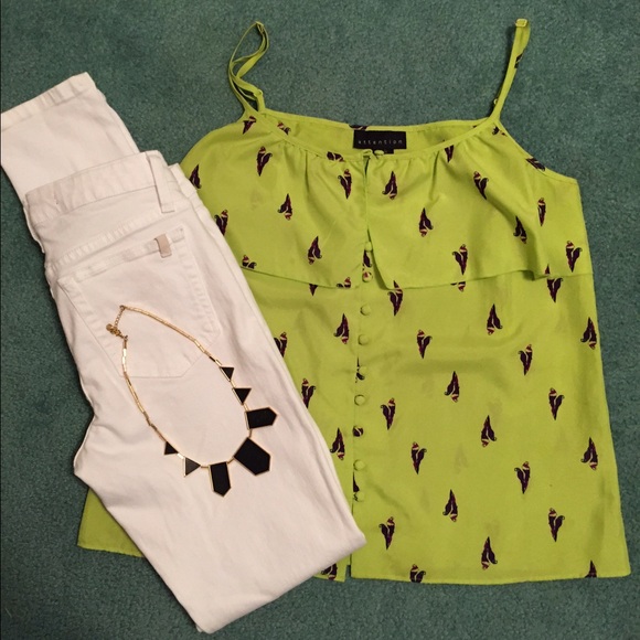🎊SALE🎊 Lime Green Cami with Parrot Print