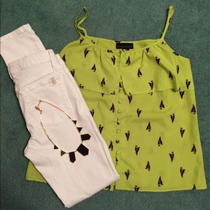 🎊SALE🎊 Lime Green Cami with Parrot Print