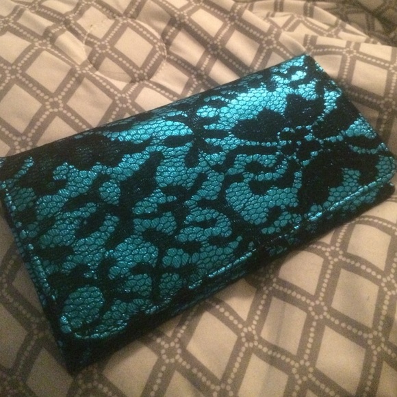 Blue metallic lace wallet