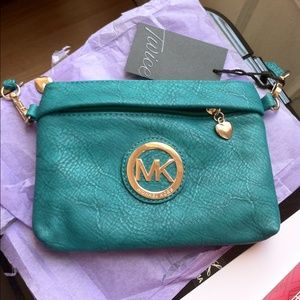Michael kors inspired teal crossbody purse bag