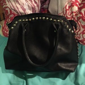 Black studded handbag