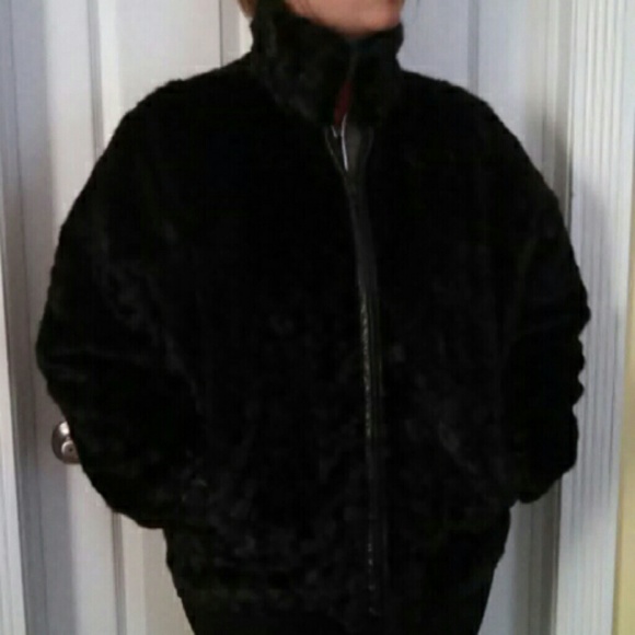 Black mink and leather reversible jacket - Picture 1 of 4