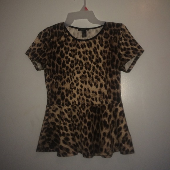 Leopard print peplum shirt