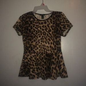 Leopard print peplum shirt