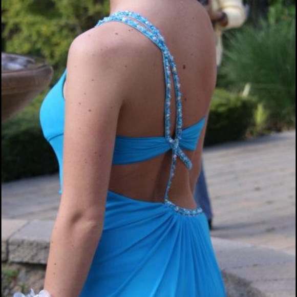 Turquoise Blue Faviana prom dress