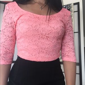 Pink lace Crop Top sz XS