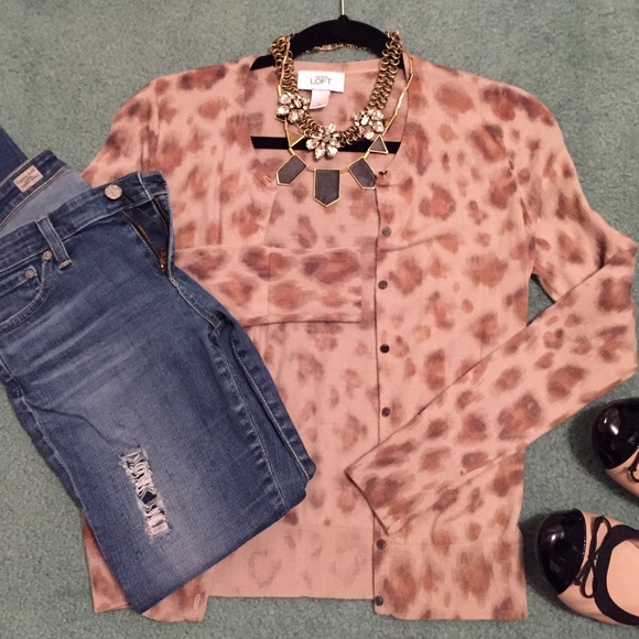 LOFT cheetah ikat cardigan