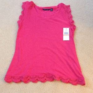 Tommy Hilfiger pink tank top with lace trim