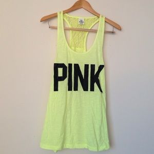 Neon Yellow Lace Racerback Tank