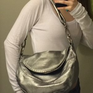 Silver foldover purse