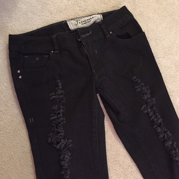 DKNY skinny distressed black jeans