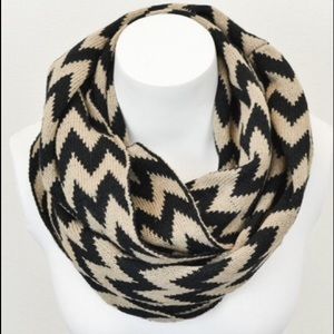 Chevron Black and Tan Infinity Scarf