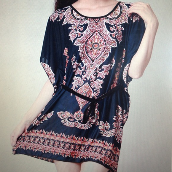 Navy Blue antique paisley tunic