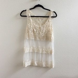 Crotchet detail tank top/tunic