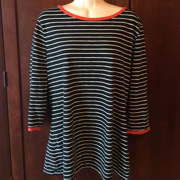 Banana Republic Tops - Navy blue and white striped boat neck blouse