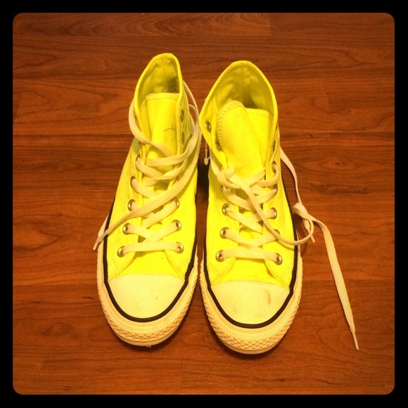 Lime green high top converse