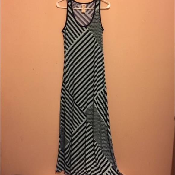 Light blue and navy blue maxi dress