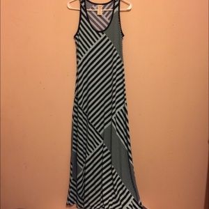 Light blue and navy blue maxi dress