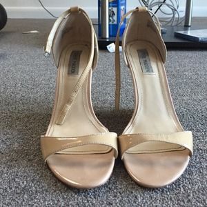 Steve Madden thin strap wedges in patent nude