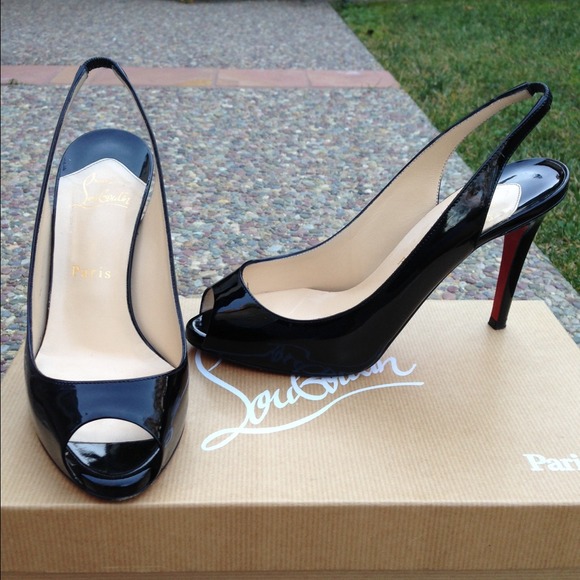 Christian Louboutin Black Patent Lady Sling 100!