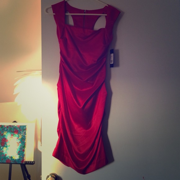 Red Satin Akira dress