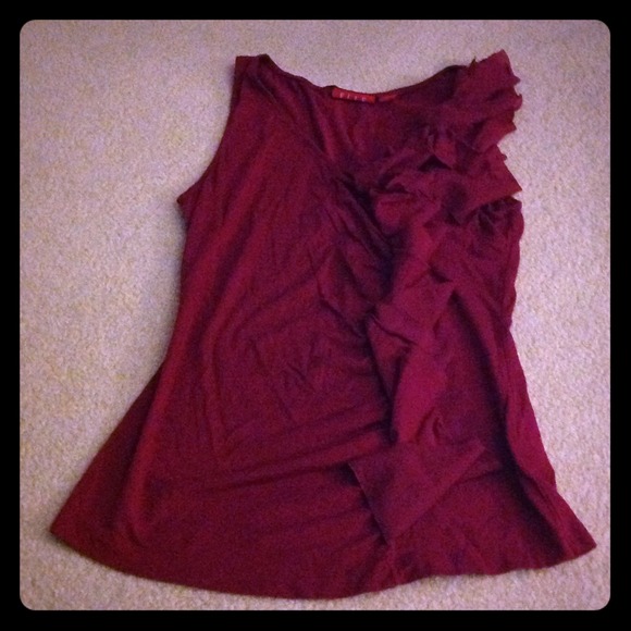 Maroon ruffled tank top