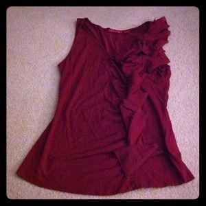 Maroon ruffled tank top