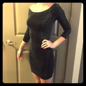 3/4 sleeve black Bebe dress