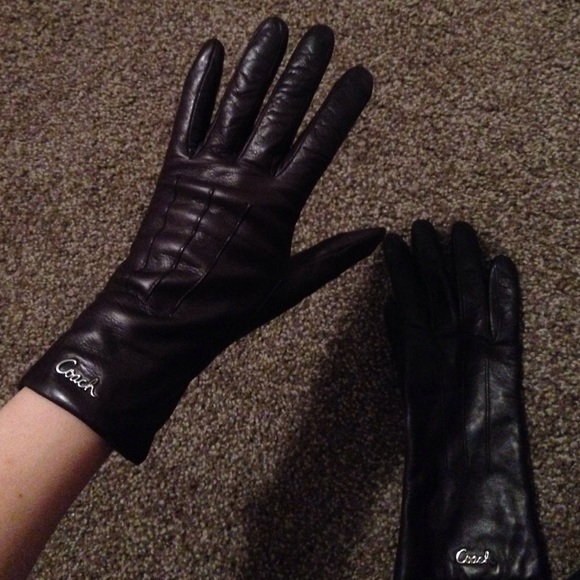 coach brown leather gloves