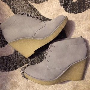 Grey lace up booties