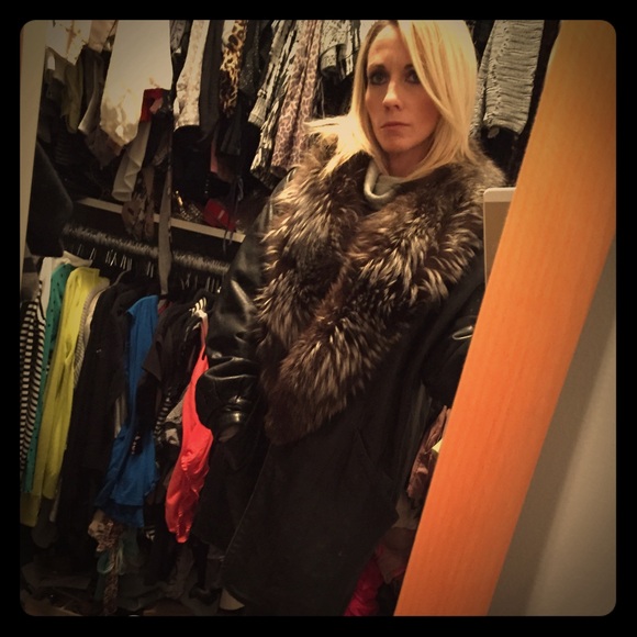 Leather with fur trim coat