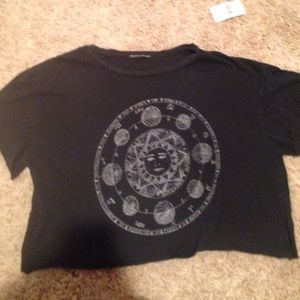 BlACK BRANDY MELVILLE SUN/MOON PRINTED CROPPED