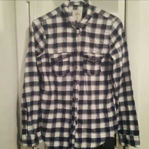 Hollister Navy & White Plaid Button-Down Shirt