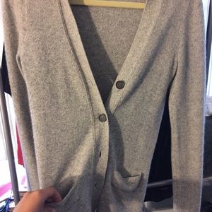 J CREW GREY 100% CASHMERE CARDIGAN