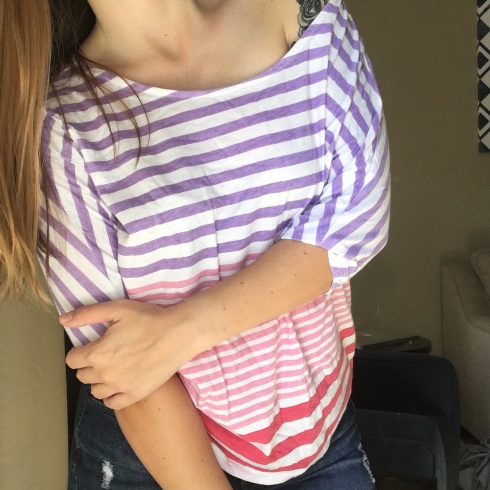 Colorful Stripe Cotton On Off Shoulder Top