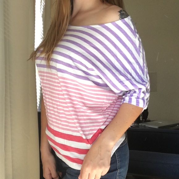 Colorful Stripe Cotton On Off Shoulder Top - Picture 4 of 8